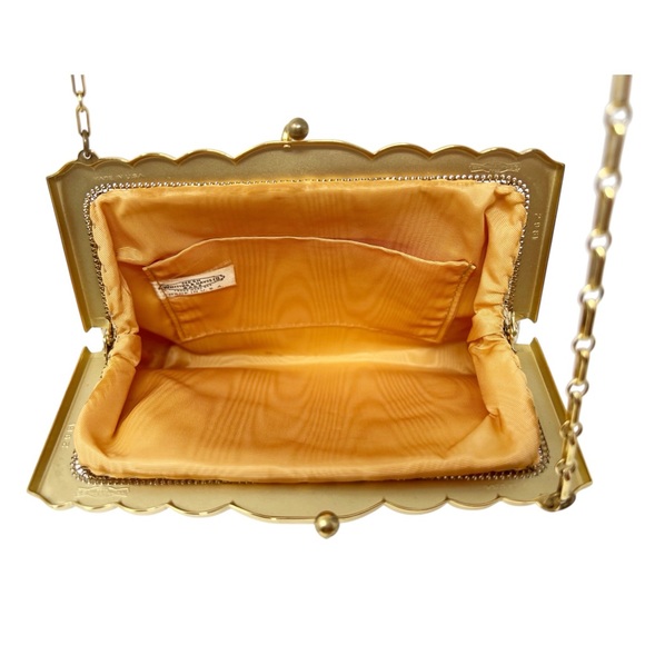 Vintage Whiting & Davis Mesh Clasp Purse-Gold with Shoulder Chain - Picture 9 of 9